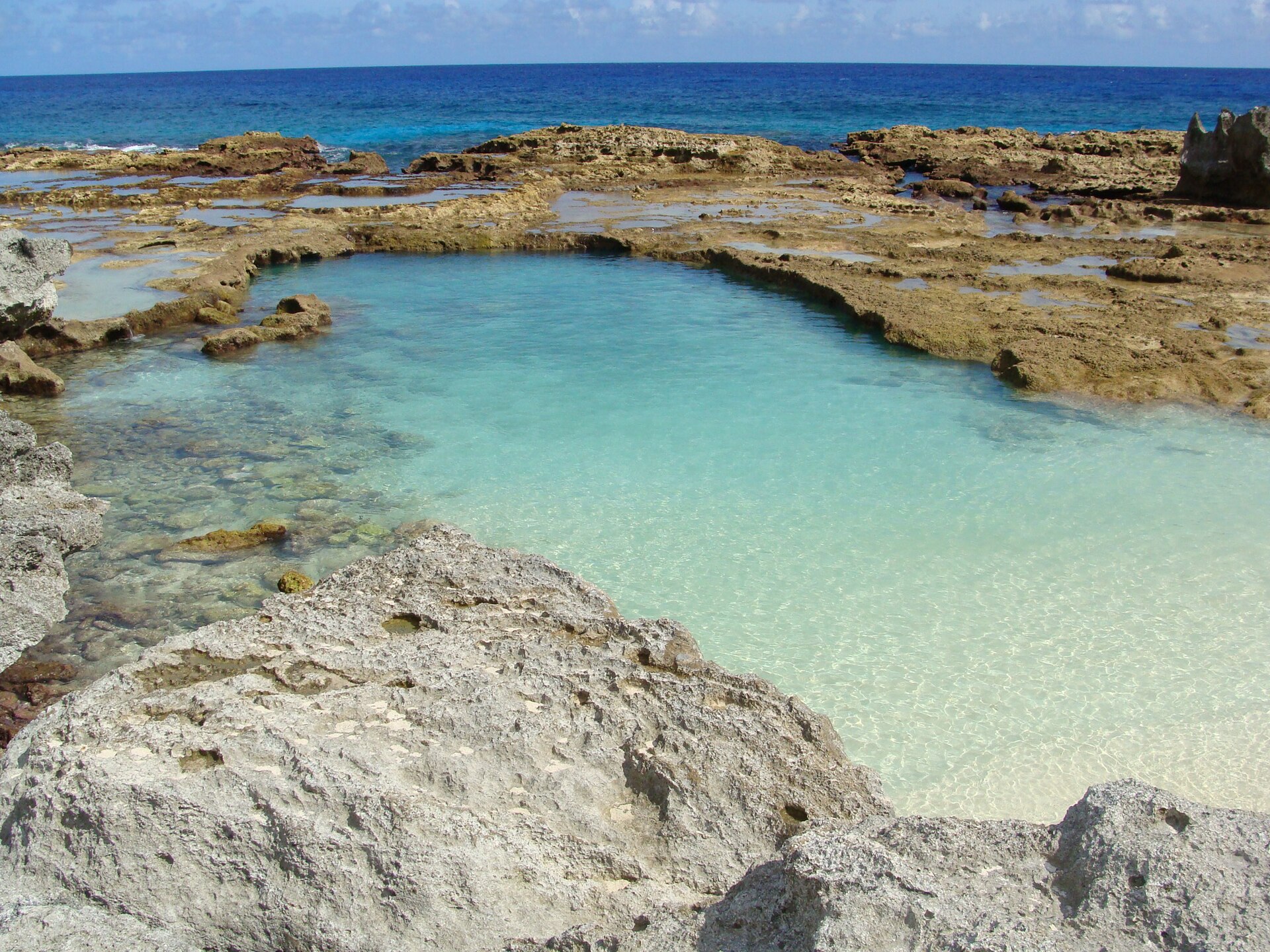 Clear turquoise water in Rota's natural Swimming Hole