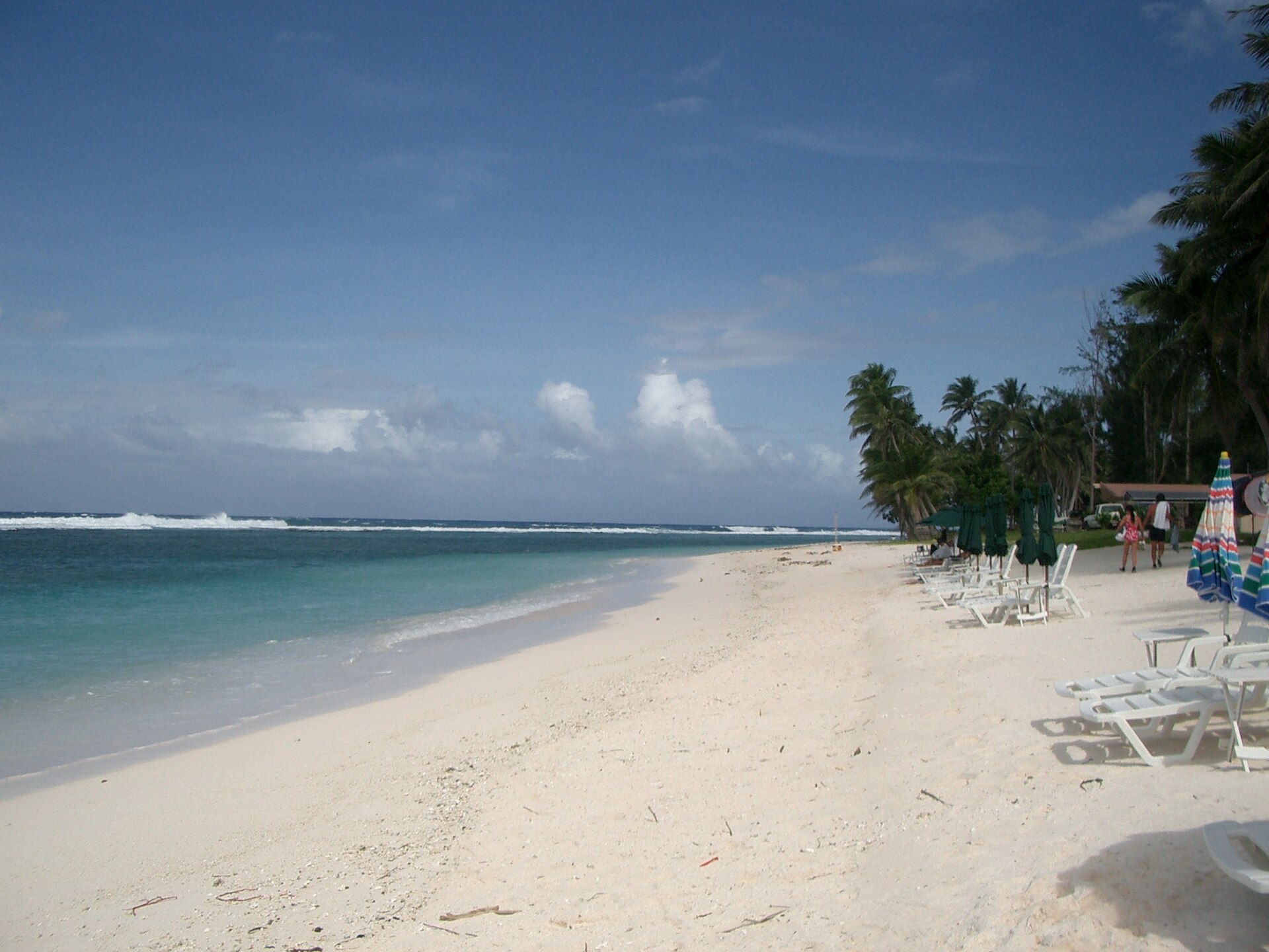 White sand, palms, and clear water on Rota's quiet shore